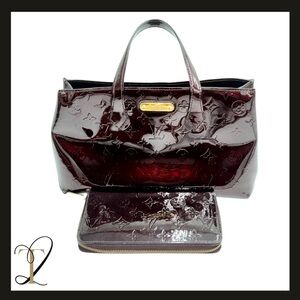 Louis Vuitton Wilshire PM Signature Vernis Handbag and matching zippy wallet